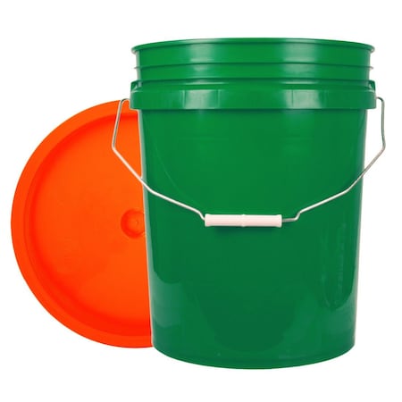 World Enterprises Bucket, 12 in H, Green and Orange 5GRN,345ORG